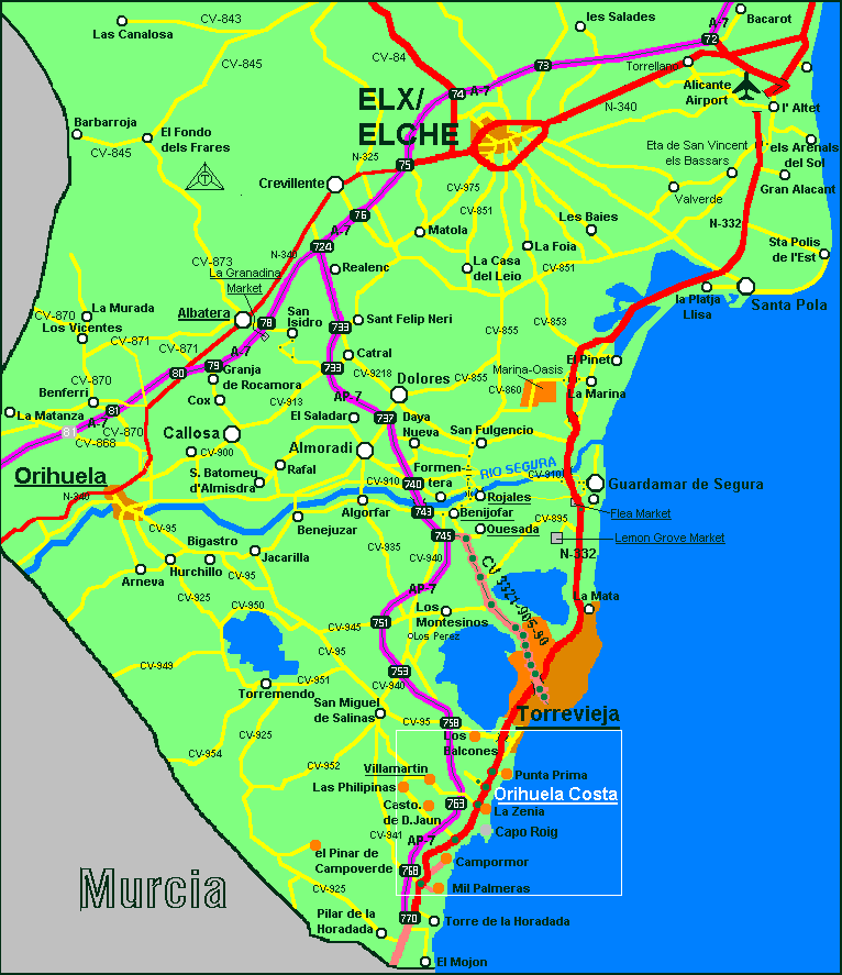 COSTA BLANCA MAP